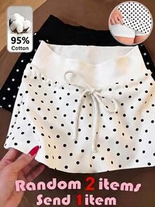 SHEIN 青少年女孩抽繩腰波點休閒日常裙褲 - 彩色 - 查看 2