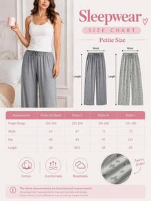 SHEIN Women's Small Size 2pcs/Pack Pure Cotton Faux Drawstring Multi-Color Solid High Waist Pajama Pants Lounge Pants - Multicolor - View 1