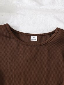 SHEIN 青少年女孩時尚圓領長袖針織拼接印花蝴蝶結設計洋裝 - 彩色 - 查看 6