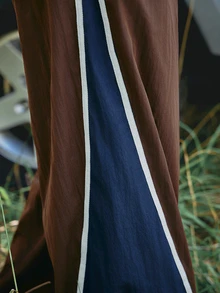 Voyena Women's Plus Size Colorblock Patchwork Sports Long Pants - Coffee Brown - View 7