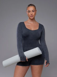 Voyena Plus Size Women's Solid Color Slim Fit Versatile Daily Casual Sports Romper - Grey - View 8