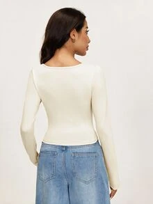 SHEIN BASICS 3 Buah Kaos Wanita Sehari-hari untuk Rumah: Hitam, Merah Muda Pudar, Putih Gading, Musim Gugur, Kasual Dasar, untuk Sehari-hari di Rumah - MultiWarna - View 8