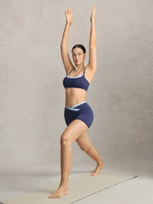 Activina Women's Navy Blue & Light Blue 2 In 1 Tank Top & Capri Length Leggings Sports Set - Navy Blue - View 6