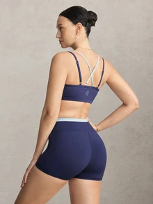 Activina Women's Navy Blue & Light Blue 2 In 1 Tank Top & Capri Length Leggings Sports Set - Navy Blue - View 2