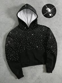 SHEIN 青少年男孩休閒舒適百搭秋冬衛衣 - 黑色 - 查看 5