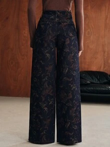 Anewsta Women's New Fashion Jacquard Blue Straight Leg Jeans - Blue - View 8