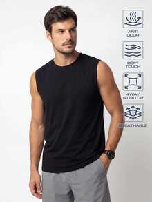 TekDrob Anti-Odor Muscle Tank Top With Regular Fit - Black - View 5