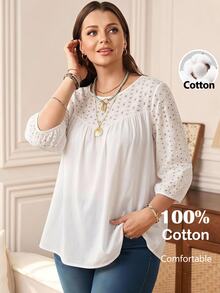 Rosumi Kemeja Pullover Patchwork Ukuran Plus Wanita Warna Putih Pakaian Musim Gugur untuk Wanita Musim Gugur Musim Dingin 2026 Kemeja Patchwork Putih - Putih - View 8