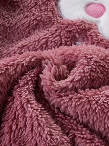 青少年女孩粉色毛絨上衣雲朵刺繡圖案搭配雲朵毛絨加厚舒適長袖褲套裝居家服秋冬款 - 彩色 - 查看 6