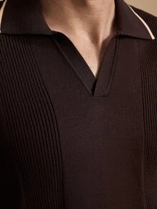 Core Aspect Men's Old Money Style, Mature, Fashionable Long Sleeve Casual Sweater - Coffee Brown - View 3