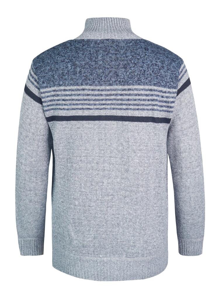 Manfinity Homme Men's Striped Long Sleeve Half-Zip Casual Sweater - Grey - View 8