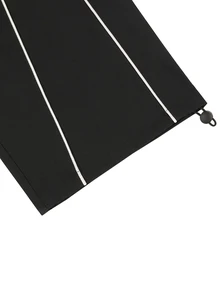 SLATEMANN Men Black Long Pants, Loose Streetwear Casual Pants, Letter Stripe Parachute Pants, Goth - Black - View 7