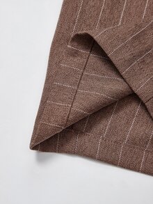 Chikora Plus Size Casual Smart Commuter Striped Suit Pants Office Business Brown Summer - Khaki - View 9