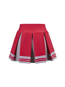 Cheerettes Rok celana wanita model color block dengan lipatan dan saku, modis, serbaguna untuk pemakaian sehari-hari dan di luar ruangan. - Merah - View 2