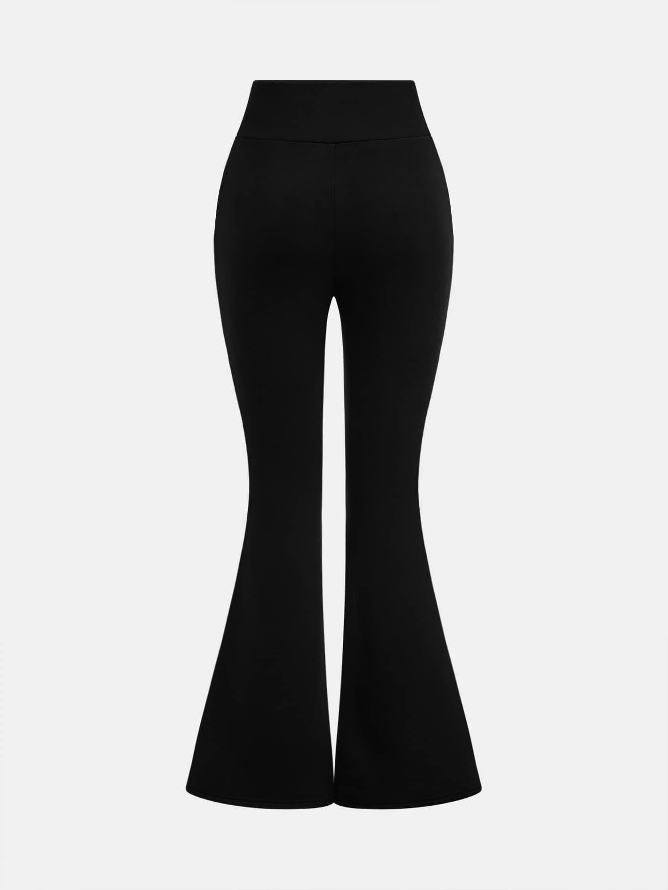 Girlism Tween Girls Pants Autumn/Winter Kids Thermal Lined High Waist Comfortable High Elastic Slim Fit Flare Leg Long Pants Black - Black - View 2