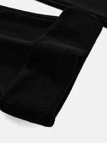 SHEIN 青少年女孩秋冬款兒童保暖內裡高腰舒適高彈力修身喇叭褲長褲黑色 - 黑色 - 查看 5
