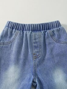 SHEIN 2pcs Set Baju Polo Kasual Musim Gugur/Dingin untuk Bayi Laki-laki dan Celana Jeans Denim - MultiWarna - View 6