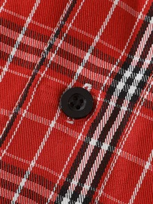 ROMWE MEN Camisa holgada de cuadros 2 en 1 para hombre - Multicolor - Ver 6