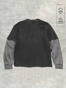 ROMWE MEN Casual Áo thun nam phối màu patchwork in họa tiết xương người - Nhiều màu - Xem 2