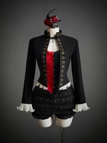 SHEIN ICON Jaket Lengan Panjang Wanita Motif Blok Warna untuk Halloween dan Cosplay - Hitam - View 3