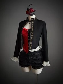 SHEIN ICON Jaket Lengan Panjang Wanita Motif Blok Warna untuk Halloween dan Cosplay - Hitam - View 4