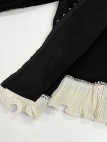 SHEIN ICON Jaket Lengan Panjang Wanita Motif Blok Warna untuk Halloween dan Cosplay - Hitam - View 15