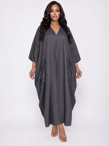 Poshavie Poshavie Plus Size Women's Draped Comfortable Robe, Minimalist Elegant Classic Style, Suitable For Daily Wear - Grey - View 5