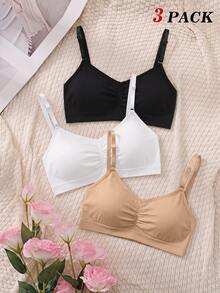 SHEIN MOD 3件組極簡純色無縫內衣 - 彩色 - 查看 1
