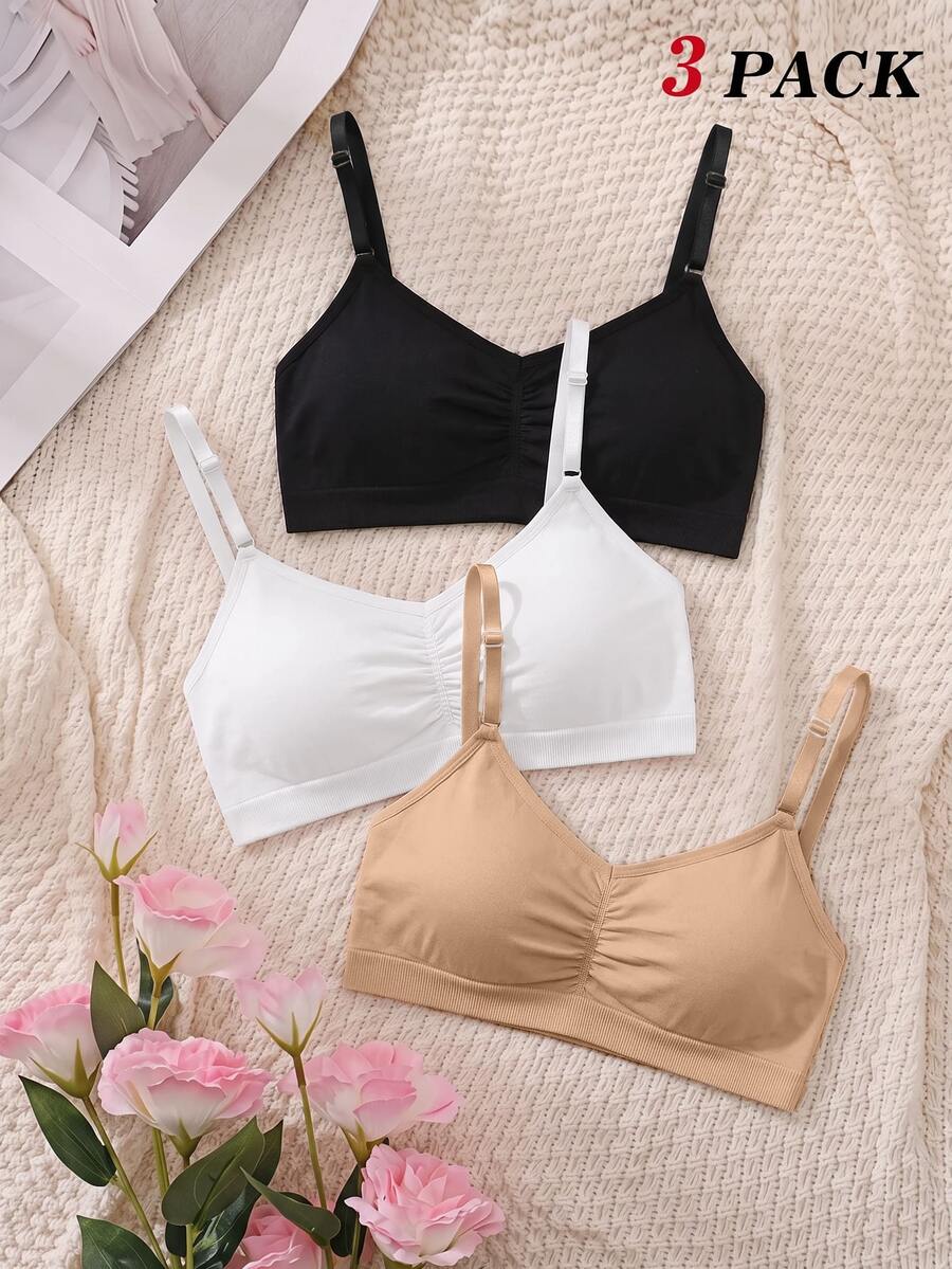 SHEIN MOD 3件組極簡純色無縫內衣 - 彩色 - 查看 1