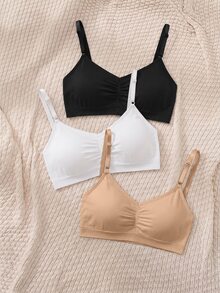 SHEIN MOD 3件組極簡純色無縫內衣 - 彩色 - 查看 3