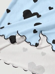 SHEIN MOD 3件套女士爱心蝴蝶结印花针织吊带睡衣套装 - 彩色 - 查看 4