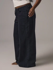 MUSERA Black Denim Cross Waist Detail Mid Rise Jeans Casual Cool Basic Fall Winter Autumn - Black - View 4