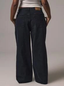 MUSERA Black Denim Cross Waist Detail Mid Rise Jeans Casual Cool Basic Fall Winter Autumn - Black - View 5
