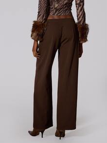 MUSERA Brown Cargo Belt Detail Wide Leg Jeans Summer Autumn Fall Winter  Going Out Festival Cool Girl Low Frequency - Coffee Brown - View 4