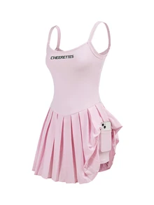 Cheerettes Women's Letter Print Camisole Sporty Casual Dress - Pink - View 1
