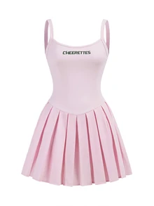 Cheerettes Women's Letter Print Camisole Sporty Casual Dress - Pink - View 5