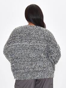 MUSERA Plus Size Grey Knitted Oversized Cardigan Spring Summer Casual Everyday Day Outfit Going Out - Grey - View 4