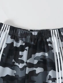 SHEIN 青少年女孩夾克套裝，灰色迷彩，夾克+長褲2件套，寬鬆版型，秋冬保暖，時尚百搭，休閒街頭風，秋季 - 灰色 - 查看 9