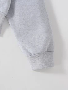 SHEIN 青少年女孩夾克套裝，灰色迷彩，夾克+長褲2件套，寬鬆版型，秋冬保暖，時尚百搭，休閒街頭風，秋季 - 灰色 - 查看 6