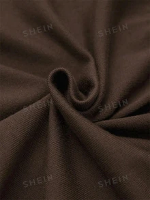 SHEIN Cardigan Rajut Wanita Warna Polos Lengan Panjang Model Drop Shoulder Kancing Tunggal Cocok untuk Acara Thanksgiving, Kantor, Brunch, Warna Cokelat Tua, Musim Gugur, Kasual, Elegan - Coffee Brown - View 7