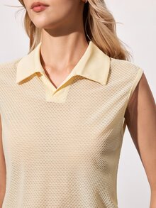 CourtClass CourtClass Casual Sports Breathable Solid Color Tank Top Tennis Shirt - Yellow - View 8