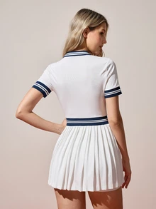 CourtClass CourtClass Women's Colorblock Short Sleeve Sports Dress - White - View 3
