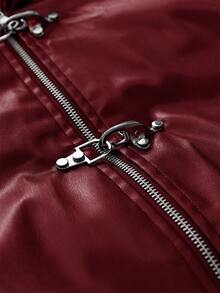 AXEPEAK Men's Lapel Collar Long Sleeve Jacket With Snap Button Placket, Style - Burgundy - View 3