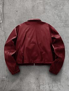 AXEPEAK Men's Lapel Collar Long Sleeve Jacket With Snap Button Placket, Style - Burgundy - View 2
