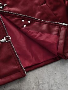 AXEPEAK Men's Lapel Collar Long Sleeve Jacket With Snap Button Placket, Style - Burgundy - View 5