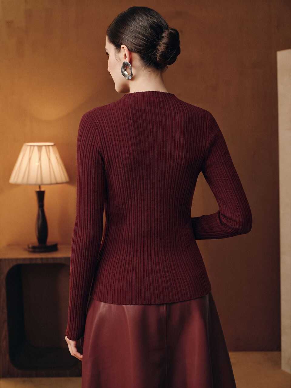 Elegant Autumn Solid Color Pullover Knitted Patchwork Asymmetrical High-Density Organza Casual Round Neck Women's Knit Top Autumn, Autumn Season, Winter, Going Out, Elegant, Leisure, Formal