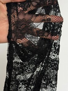 Viva Relle Party Plus Size Casual Vacation Elegant Woven Lace Patchwork Brown Long Sleeve Jumpsuit Fall - Brown - View 9