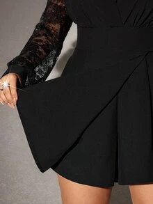 Viva Relle Party Plus Size Casual Vacation Elegant Woven Lace Patchwork Brown Long Sleeve Jumpsuit Fall - Brown - View 6
