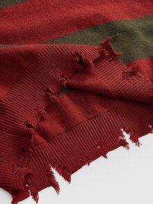 ROMWE Avant Sweater Pullover Pendek Wanita Ukuran Besar dengan Detail Asimetris Bergaris Motif Halloween dan Efek Usang - MultiWarna - View 14