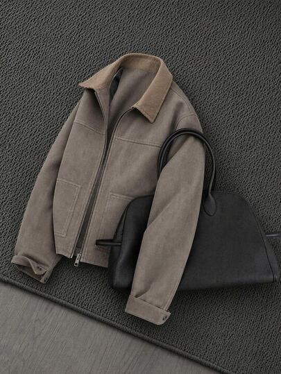 Mainfolk Men's Casual Woven Corduroy Turn-Down Collar Jacket,Suede Air Layer Jacket,Utility Cargo Jacket,Halloween Winter Party Autumn